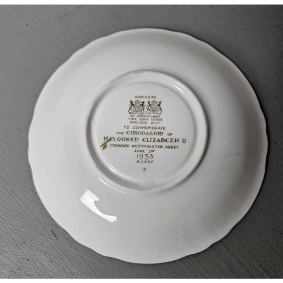 Rare Paragon Queen Elizabeth II Coronation Tea cup and Saucer Bone China 1953 - Picture 7 of 8
